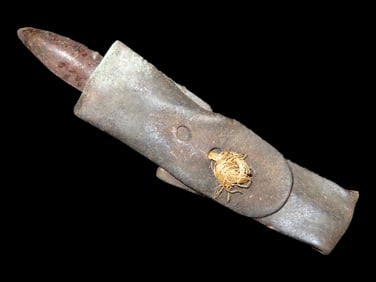 Antique Hand-Held Corn Shucker, Leather and Metal