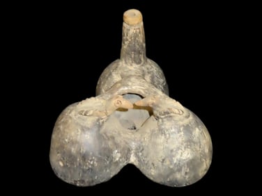 7" x 6 1/2" Pre-Columbian Triple Chamber Bird Vessel
