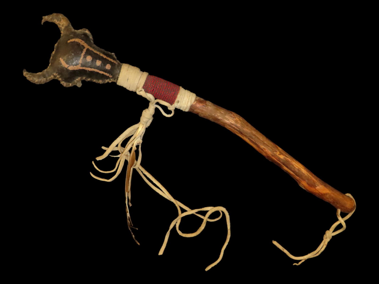 15 1/4" Buffalo Effigy Ceremonial Sioux Dance Rattle (1 of 6)