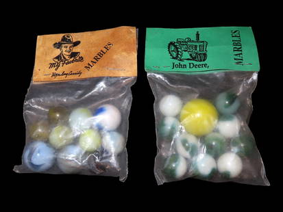 Lot of Misc Advertisement Marbles, Hopalong Cassidy, John Deere: Lot of Misc Advertisement Marbles, Hopalong Cassidy, John Deere