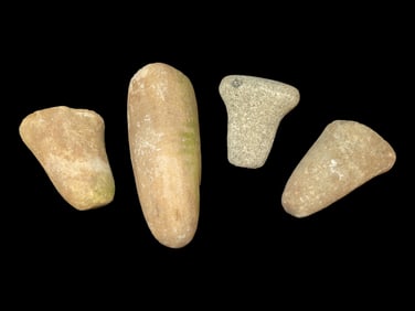 Lot of 4 Native American Field Grade Hardstone Tools- Pestles