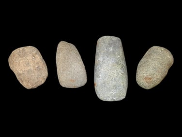 Lot of 4 Native American Field Grade Hardstone Tools- Axes, Celts