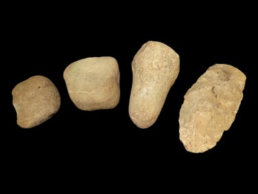 Lot of 4 Native American Field Grade Hardstone Tools- Pestle, Adze,Pre-Forms