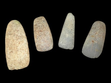 Lot of 4 Native American Field Grade Hardstone Tools- Celts