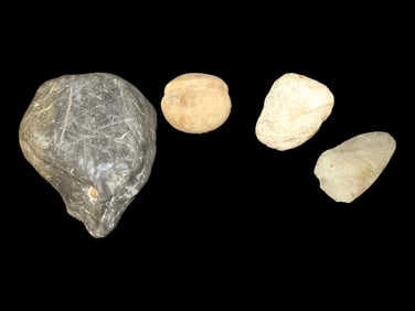 Lot of 4 Native American Field Grade Hardstone Tools- Maul, Axe, Celt