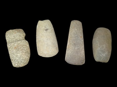 Lot of 4 Native American Field Grade Hardstone Tools-Celts, Axe