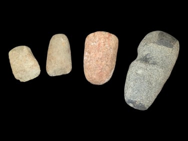 Lot of 4 Native American Field Grade Hardstone Tools-Celts, Pestle, Hohokum Axe