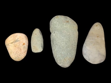 Lot of 4 Native American Field Grade Hardstone Tools- Pestle, Axe, Celt