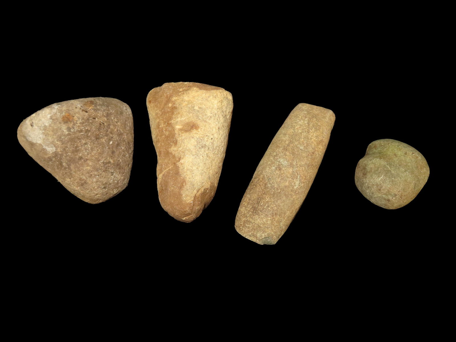 Lot of 4 Native American Field Grade Hardstone Tools- Pestles, Celt, Maul (1 of 3)
