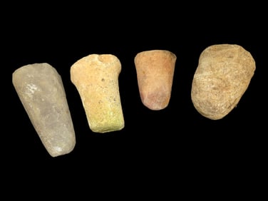 Lot of 4 Native American Field Grade Hardstone Tools- Pestles