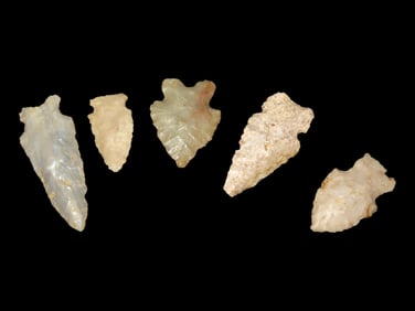 Group of 5 Common Arrowheads