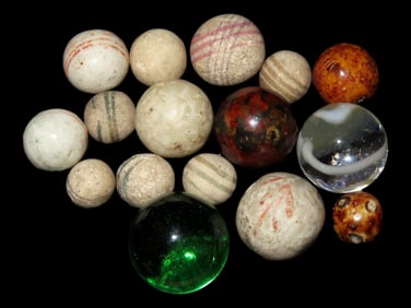 Collection of Vintage Clay/Pottery/Glass Marbles