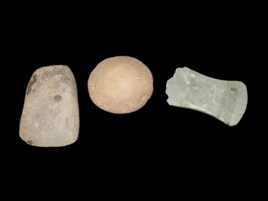 Lot of 3 Native American Tools- Celt, Pre-Form Discoidal, Slate Pre-Form