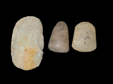 Group of 3 Native American Field Grade Hardstone Tools- Celts