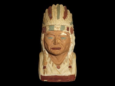 4 1/4" Vintage Chalkware Native American Chief Bust
