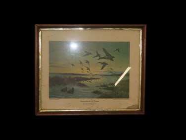 10 3/4" x 9 3/4" Artwork-'Canvasbacks At Dawn' by Roger Preuss