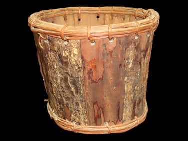 7" x 8 1/4" Native American Tree Bark Cache Basket