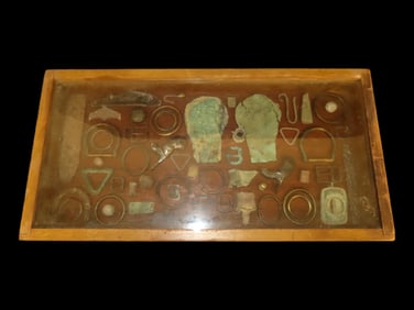 Large 24" x 18" Frame of Metal Detector Finds