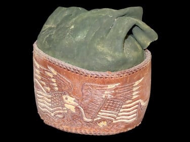 1950's Canvas & Tooled Leather Drawstring Tobacco/Saga Pouch, Navajo Reservation