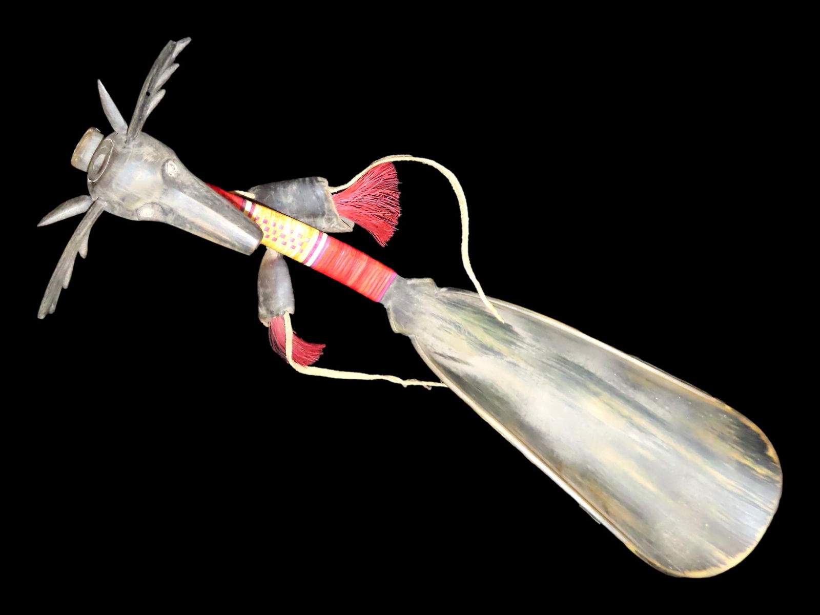 12" Sioux Elk Society Effigy Carved Buffalo Horn Spoon (1 of 8)