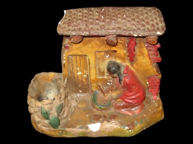 Vintage Chalkware/Plaster "Adobe House" Ashtray
