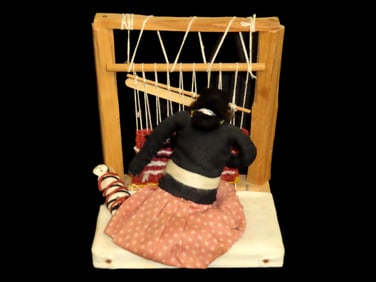 Vintage Navajo Mother w/Baby Rug Weaver Doll with Loom