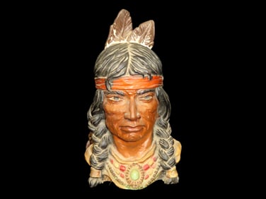 Vintage 1966 Universal Statuary Co 10.5" Native American Bust Bookend/Door Stop