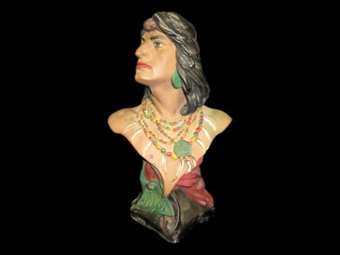 Vintage Cigar Store Indian Bust of Hiawatha Chalk Ware