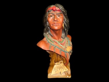 Vintage Cigar Store Indian Bust of Hiawatha Chalk Ware
