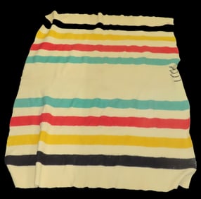 78" x 59" Hudson's Bay Point Blanket, 100% Wool, Multicolor 3.5 Points