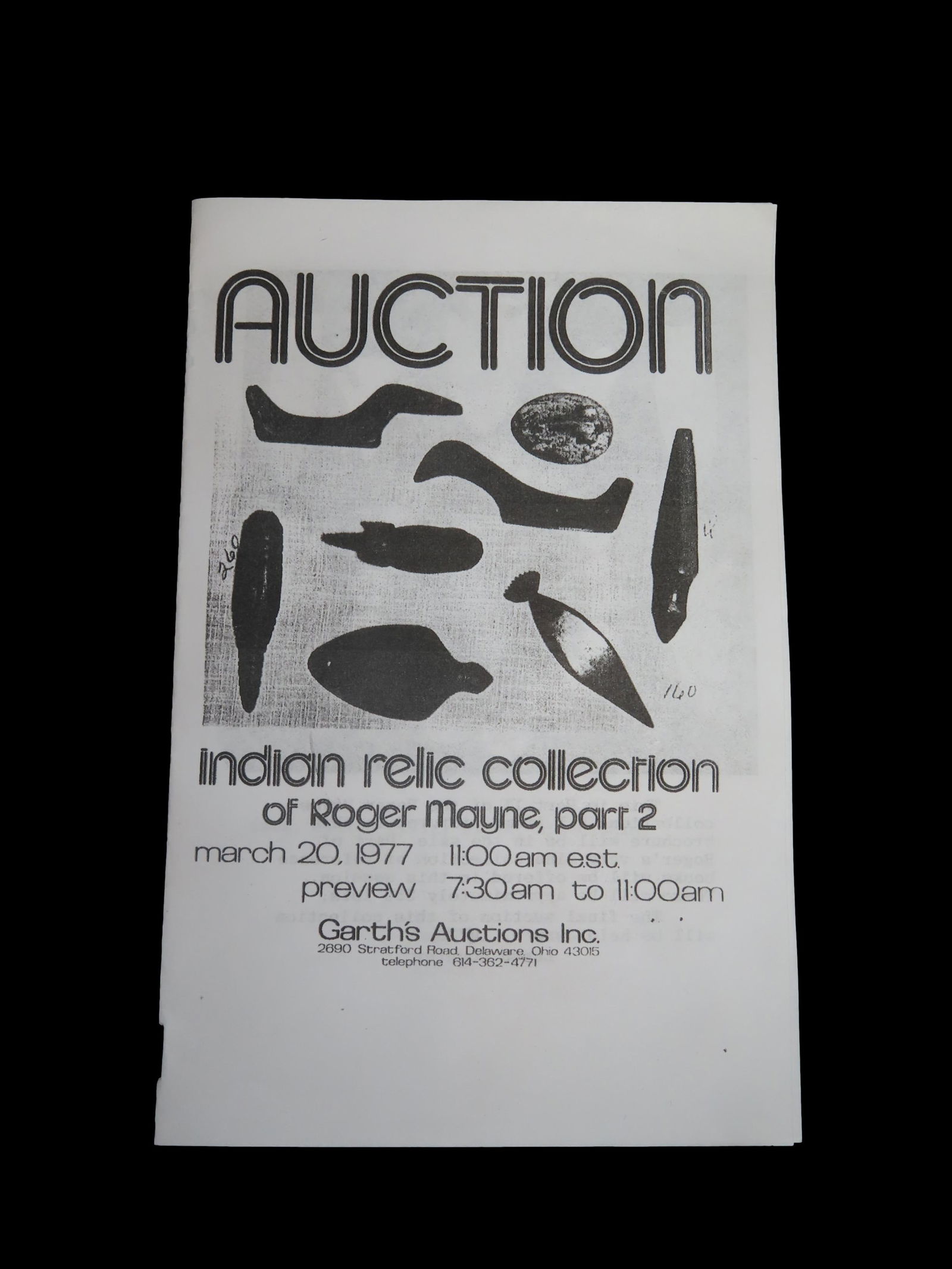 1977 Roger Mayne Indian Artifact Collection Auction Catalog, Garth's Auction, Fine Dovetails, (1 of 4)