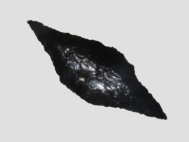 4 1/4" Obsidian Early Ovoid Knife / Harahey found in Lake County Oregon. Excellent flaking, Not