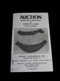 1981 Cameron Parks Indian Artifact Collection Auction Catalog, Part 1, Painter Creek Auction