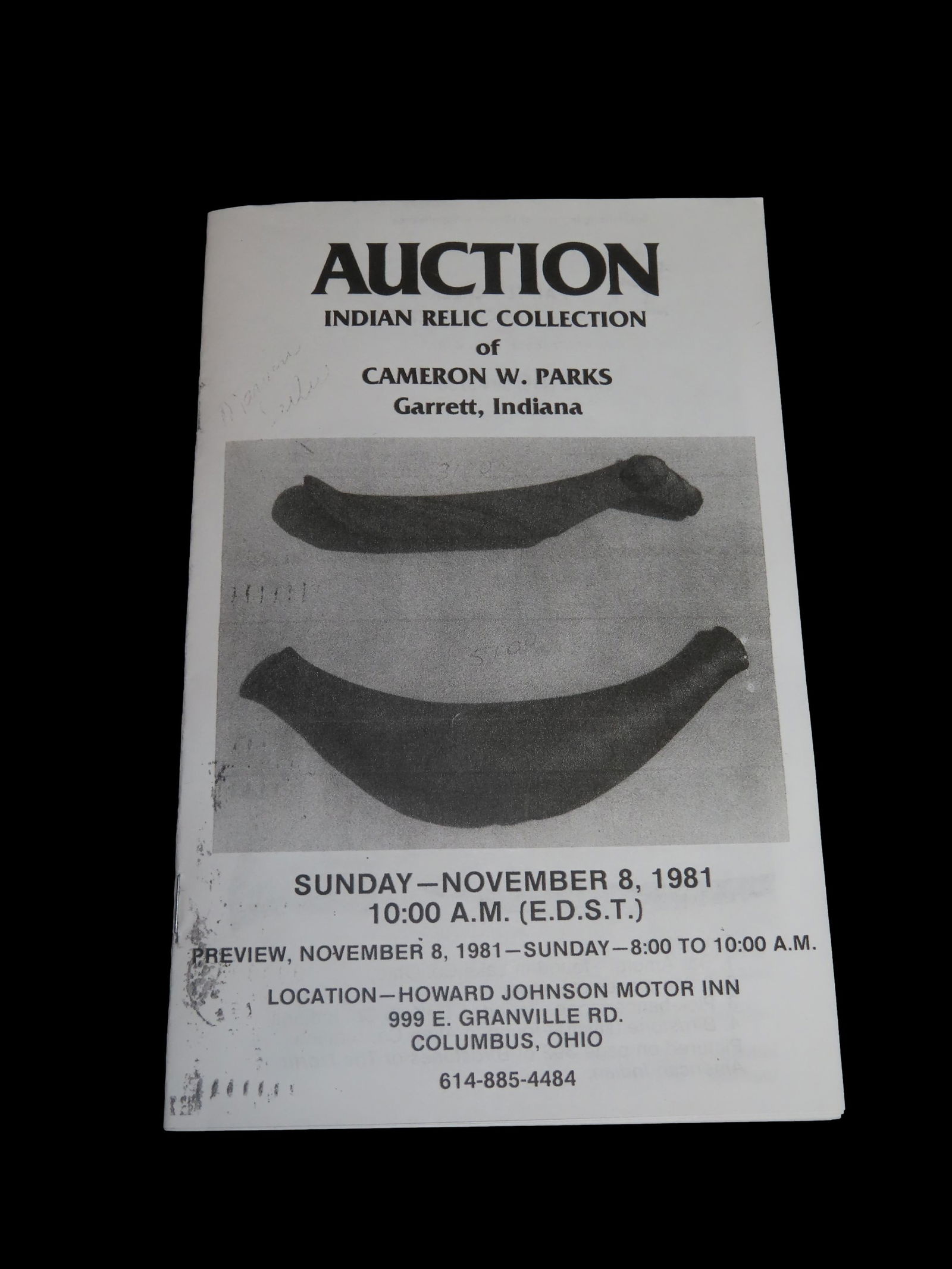 1981 Cameron Parks Indian Artifact Collection Auction Catalog, Part 1, Painter Creek Auction (1 of 4)