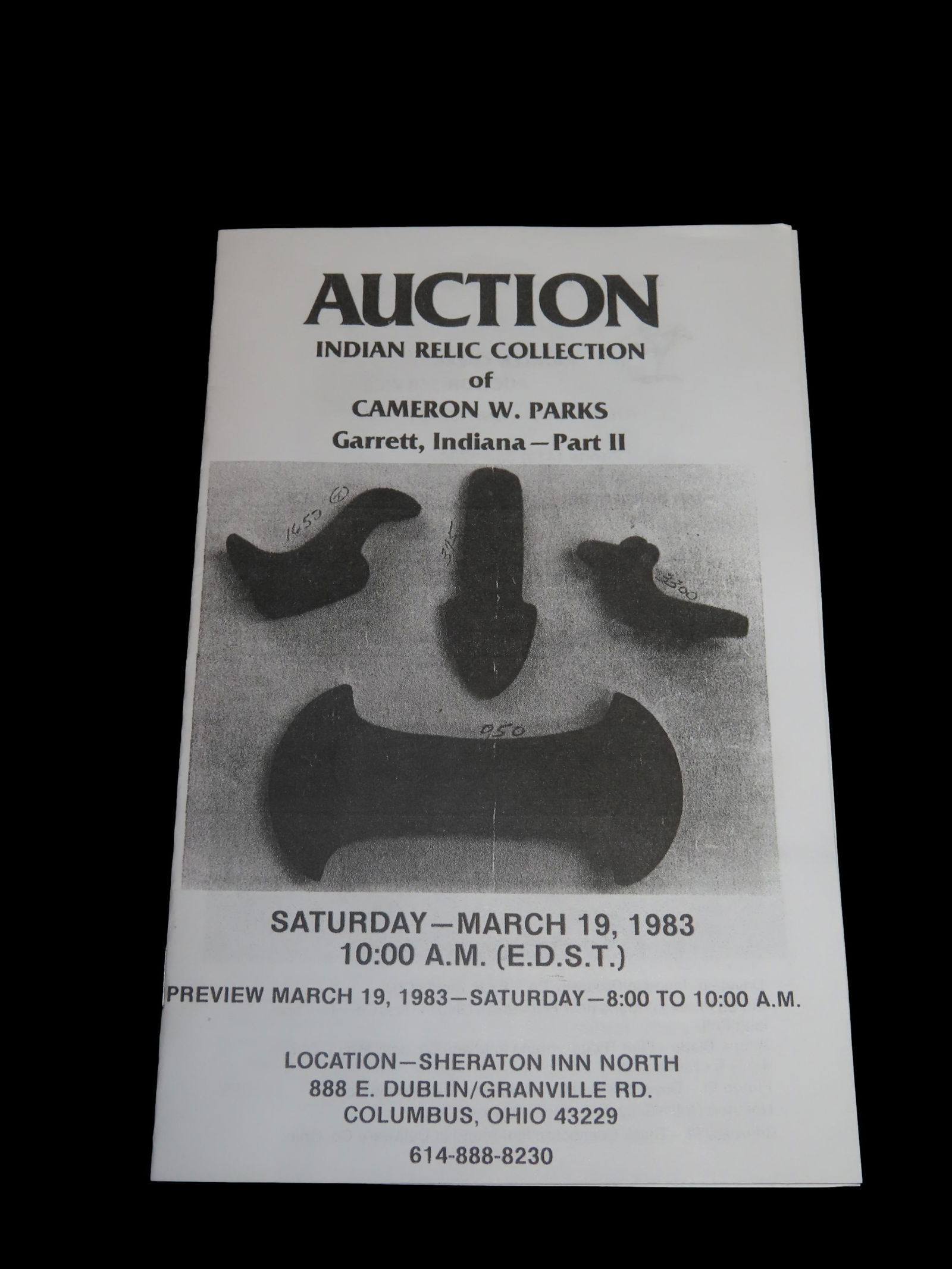 1981 Cameron Parks Indian Artifact Collection Auction Catalog, Part 2, Painter Creek Auction (1 of 4)