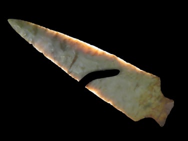4 1/2" Ohio Ashtabula, Flint Ridge (Restored Tip) Beautiful Color, Translucent, Very Thin & Expertly