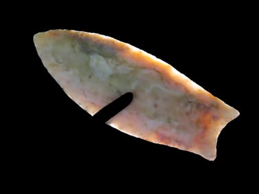 3 1/16" Alibates Clovis, New Mexico, Motley COA, Very Colorful & Highly Translucent, Well flaked
