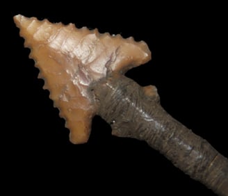 Phenomenal All Original Historic Plains Indian Arrow with Original Hafted Arrowhead, Original