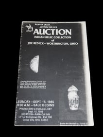 1985 Joe Redick Indian Artifact Collection Auction Catalog, Painter Creek Auction Service,