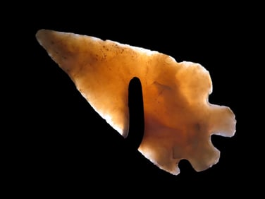 2 3/4" Highly Translucent Montell, Texas, Very Thin Example with Great No Brainer Patina. Indian