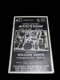 1988 William Barth Indian Artifact Collection Auction Catalog Part 3, Old Barn/Painter Creek Auction