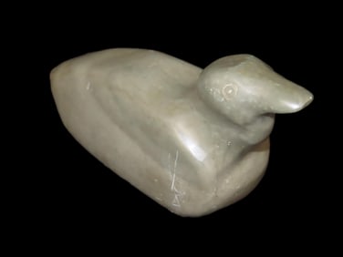 6" Eskimo Inuit Carved Stone Bird, Nicely Designed Example With great Polish, Signed on Bottom