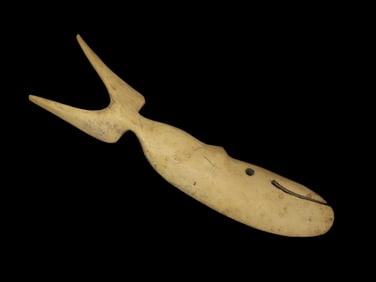 8 5/8" Northwest Coast Whale Effigy Carving, Bone. Great Old Example