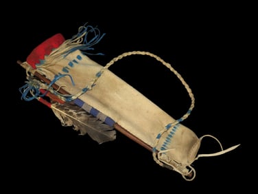 Vintage Plains Indian Quiver, Beaded Support with Several Decorative Drops, Probably a Late 1800's