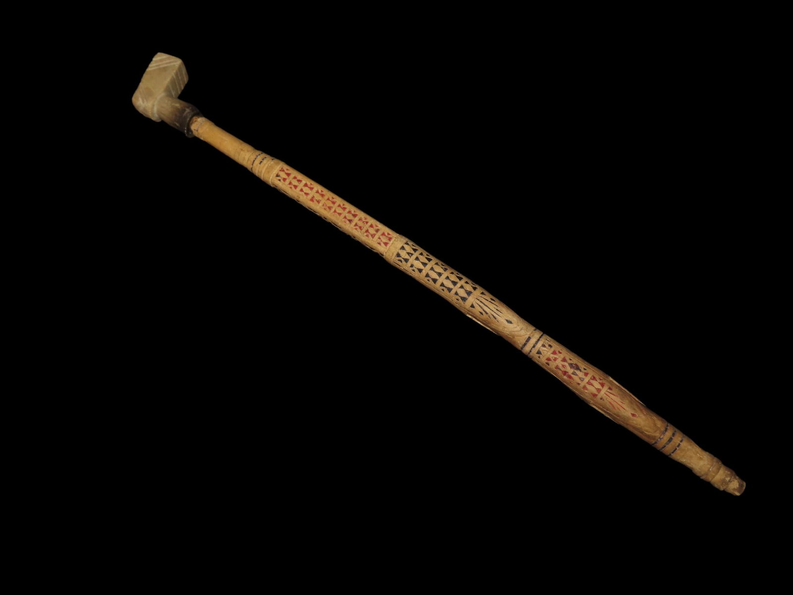 Amazing Northwest Coast Pipe, Stone Pipe Bowl w/ Heavily Decorated Wooden Stem. Nice Old Example (1 of 18)