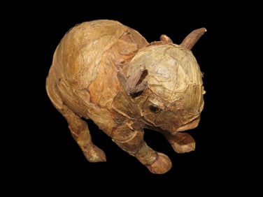 Early 1900's Tourist Trade Buffalo / Bison Sculpture Covered in Tobacco Leaves. Only Ever Seen a