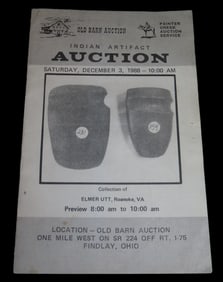 1988 Elmer Utt Indian Artifact Collection Auction Catalog, Old Barn/Painter Creek Auction Service,