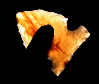 Knife River Flint Cut Bank Bird Point, Morton County North Dakota, Highly Translucent, well made