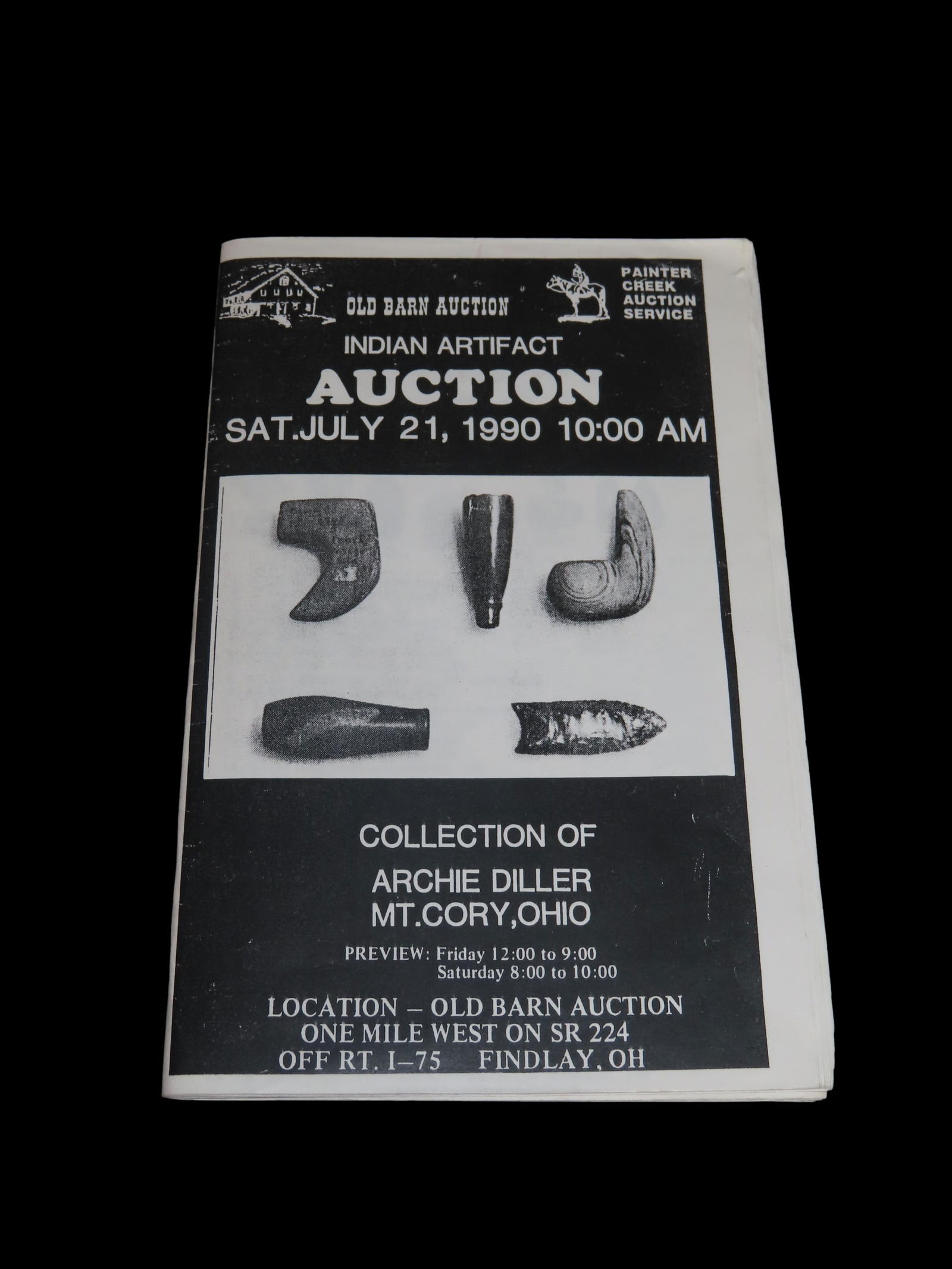 1990 Archie Diller (Ohio) Indian Artifact Collection Auction Catalog, Old Barn/Painter Creek Auction (1 of 4)