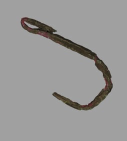2 1/8" Copper Fish hook, Vilas County Wisconsin. Nice Example with Great Original Patina. Old